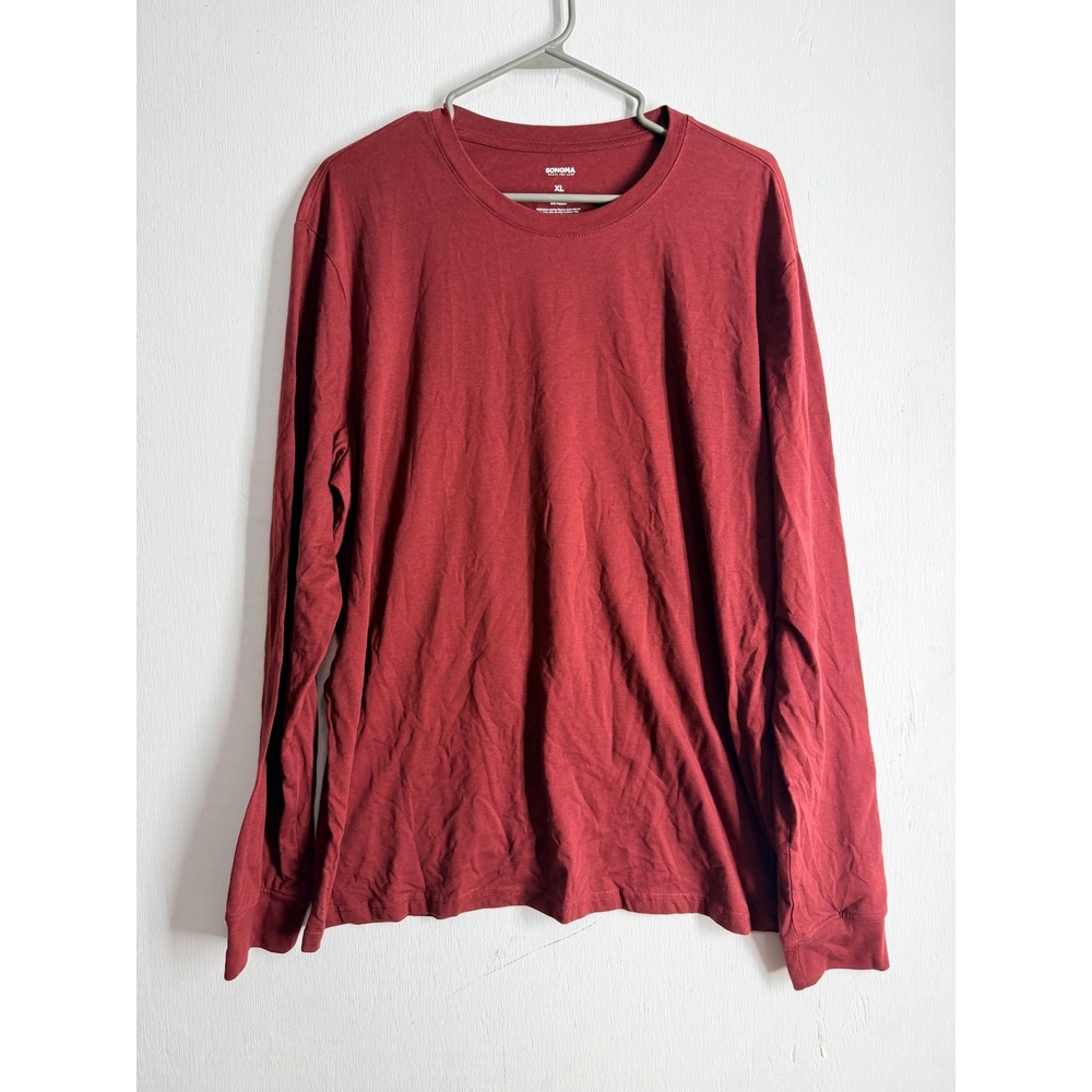 Sonoma Goods For Life Mens XL Long Sleeve T-Shirt Burgundy Red Crew Neck Tee